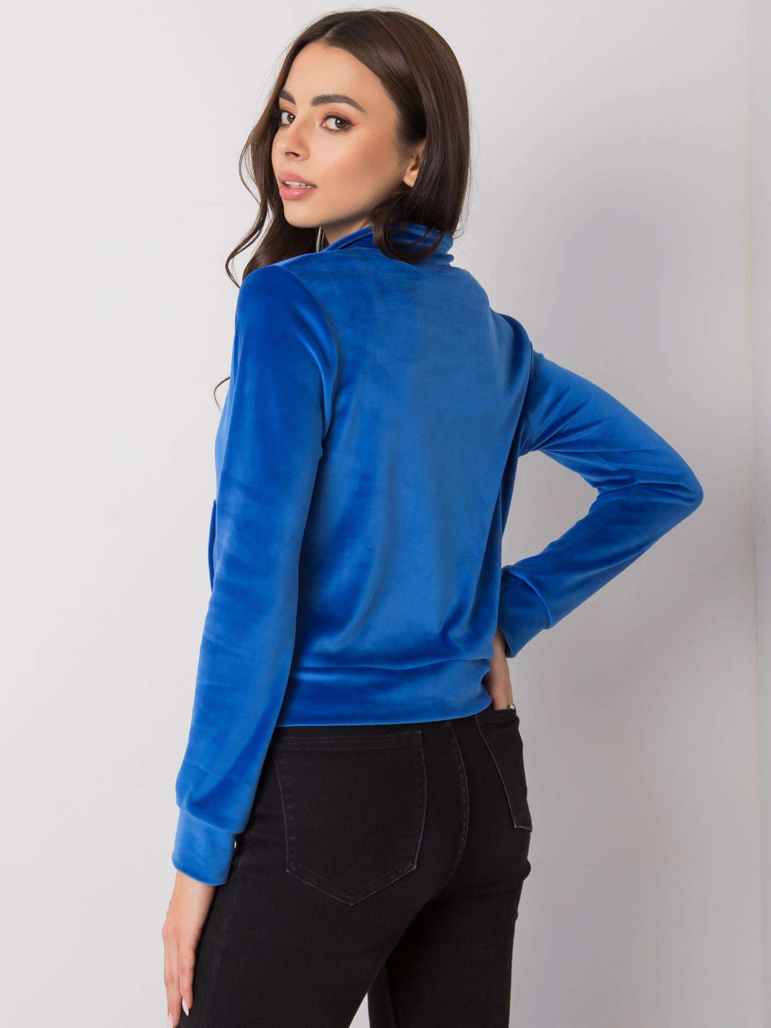 Ciemnoniebieska welurowa bluza rozpinana Charley RUE PARIS