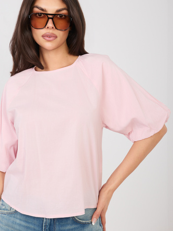 Pastelowa różowa damska bluzka z krótkim rękawem SUBLEVEL 
