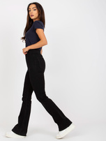 Hurt Granatowy damski t-shirt basic z dekoltem w serek