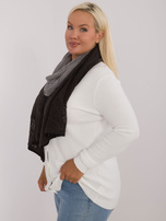 Hurtownia Szaro-grafitowy dzianinowy szal damski z ażurowaniem