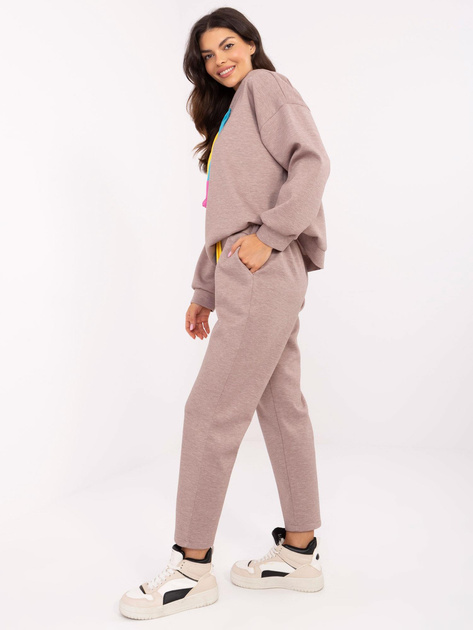 Hurt Ciemnobeżowy melanżowy komplet z dodatkiem wiskozy