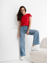 Hurtownia Czerwony gładki t-shirt basic z bawełny 