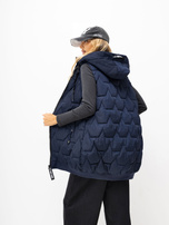 Granatowa puchowa kamizelka oversize z kapturem