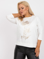 Ecru codzienna bluzka plus size z bawełny 