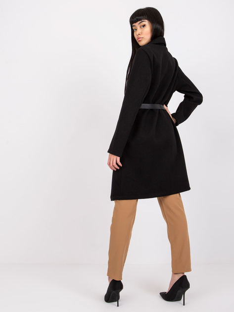 Czarny płaszcz z paskiem Luna