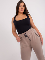 Hurt Beżowe spodnie dresowe plus size z prostymi nogawkami