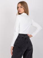 Biała bluzka welurowa ze stójką Kigali