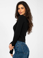 Czarna krótka bluzka basic w prążek