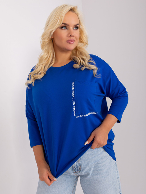 Hurt Kobaltowa bluzka plus size z okrągłym dekoltem