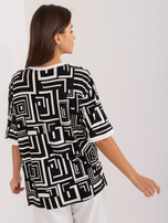 Hurtownia Czarna damska bluzka w geometryczny wzór