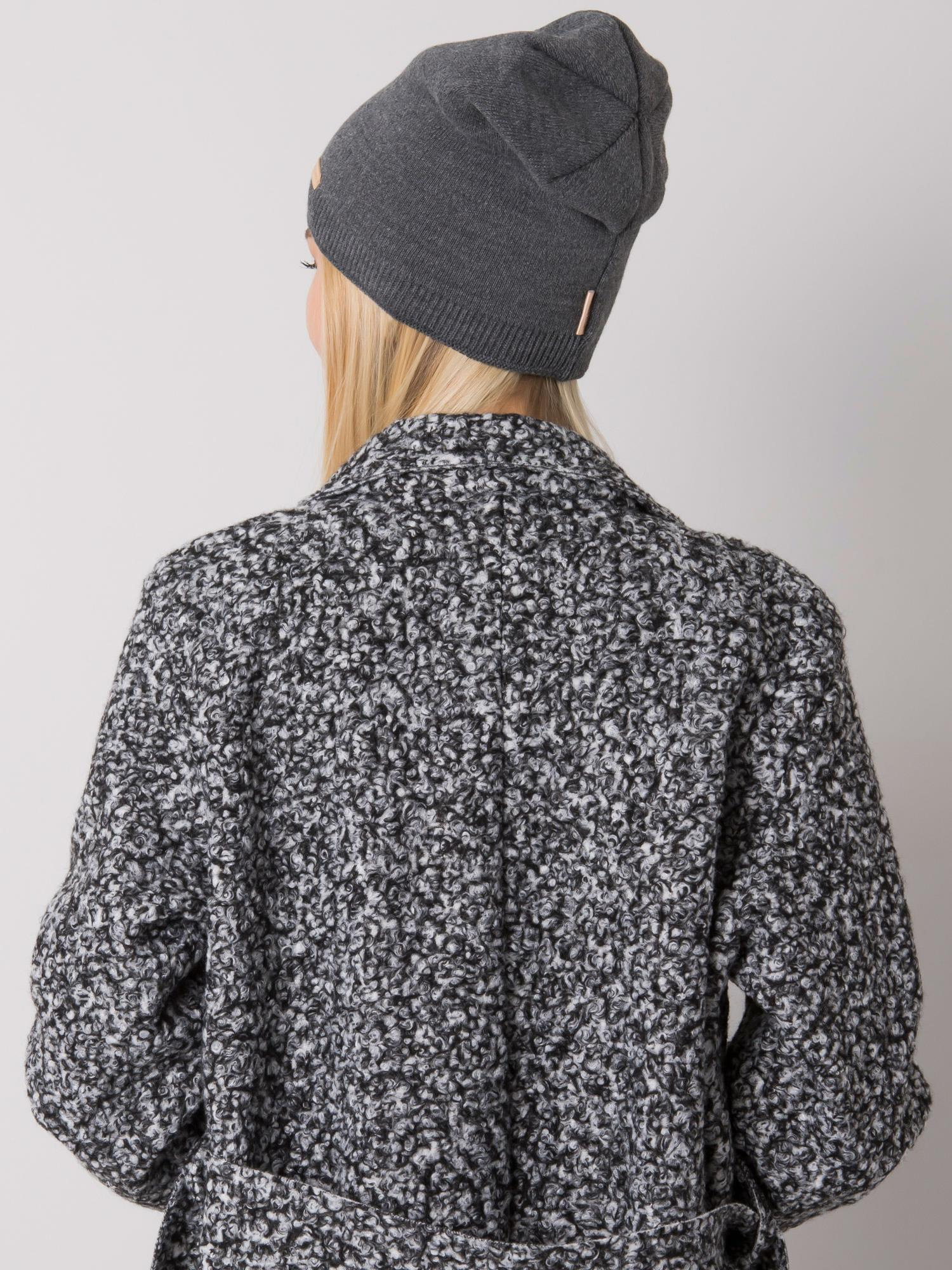 Ciemnoszara czapka typu beanie RUE PARIS