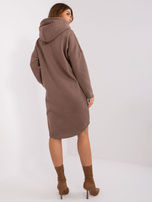 Hurt Brązowa długa bluza dresowa z kieszeniami