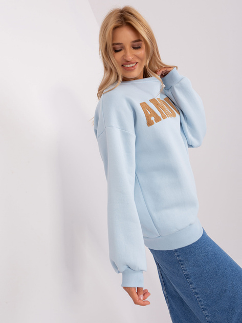 Hurtownia Jasnoniebieska ocieplana bluza bez kaptura