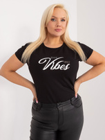 Hurtownia Czarny t-shirt plus size z okrągłym dekoltem