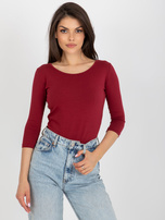 Hurt Bordowa bluzka z bawełny Mona BASIC FEEL GOOD