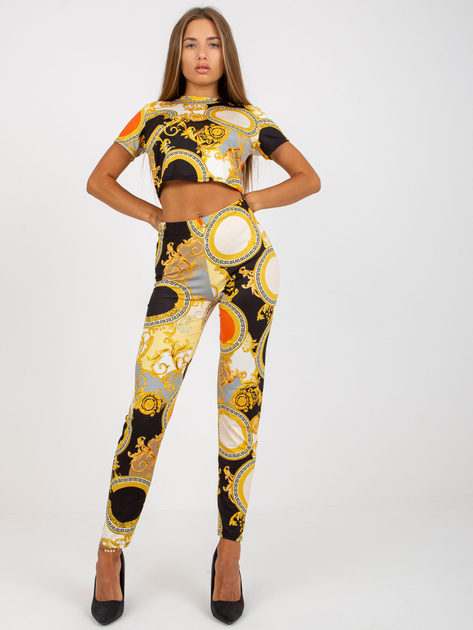 Hurt Czarny dopasowany komplet casualowy z krótkim topem