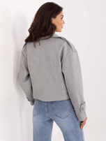 Szary krótki płaszcz z pagonami RUE PARIS