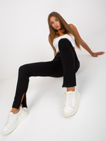 Online-Großhandel Schwarze Basic-Leggings mit Reißverschlüssen RUE PARIS.