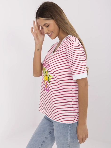 Czerwono-biała letnia bluzka z napisem