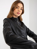 Hurt Czarna damska kurtka z ekoskóry biker z pikowaniem