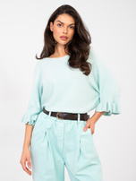 Pastelowy niebieski sweter z okrągłym dekoltem