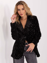 Schwarze Blazerjacke mit Pailletten RUE PARIS.
