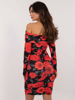 "Hurt Black-red short dress off-the-shoulder."