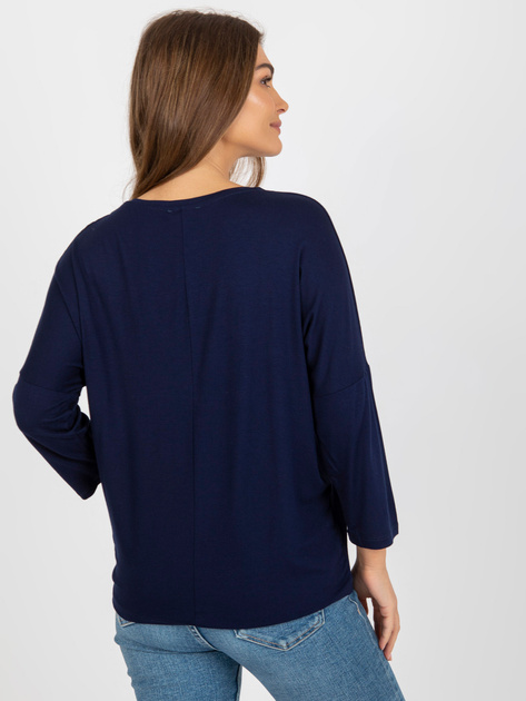 Hurtownia Granatowa damska bluzka basic z wiskozy