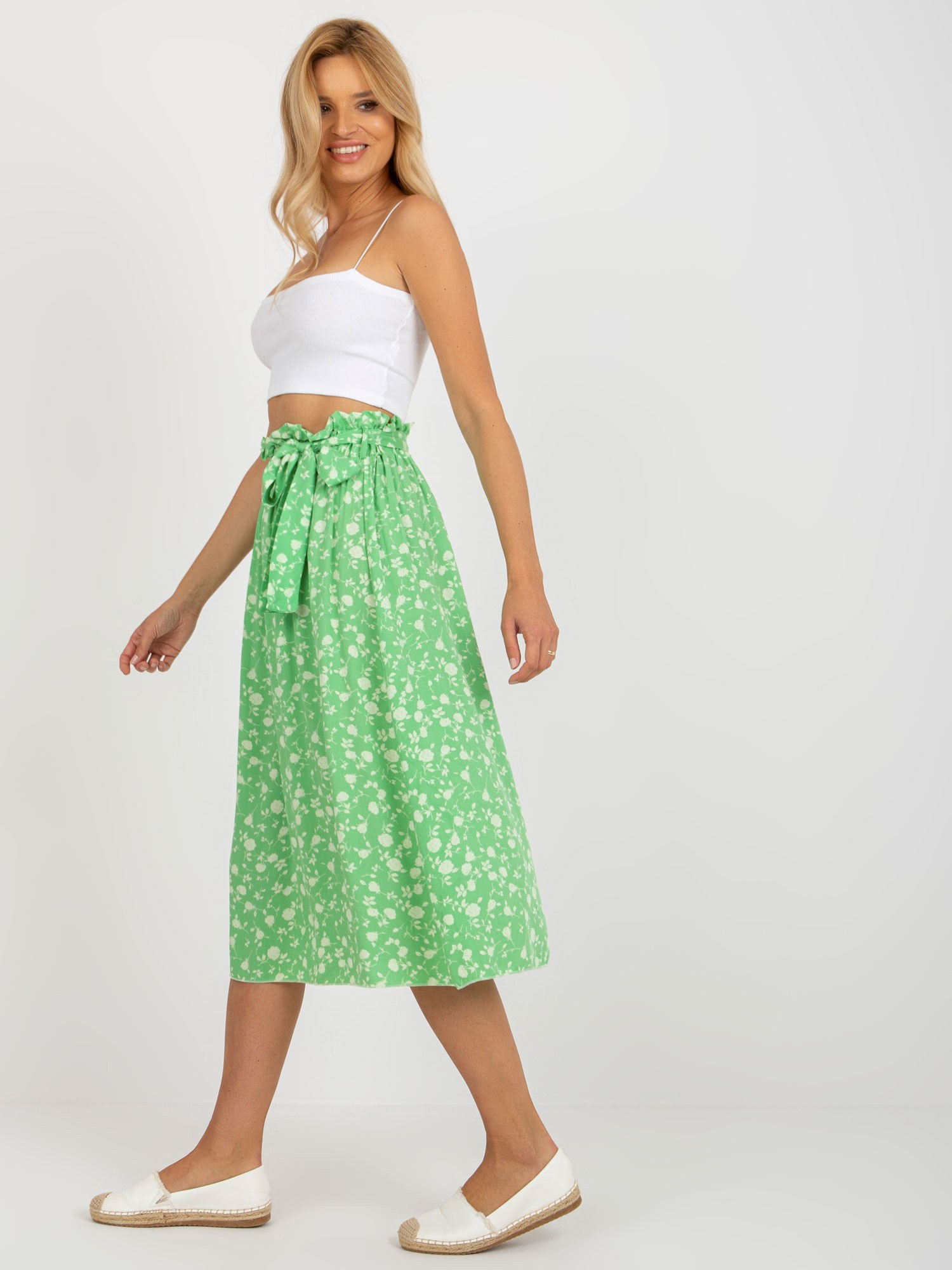 Hurt Light green midi flared skirt RUE PARIS.