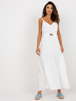 Hurt Ecru letnia sukienka na co dzień z paskiem OCH BELLA