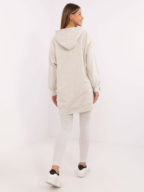 Hurt Szary melanżowy komplet z legginsami w prążek