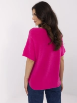 Dark pink oversized sweater with viscose.