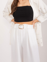 Hurt Ecru garniturowe spodnie z szeroką nogawką