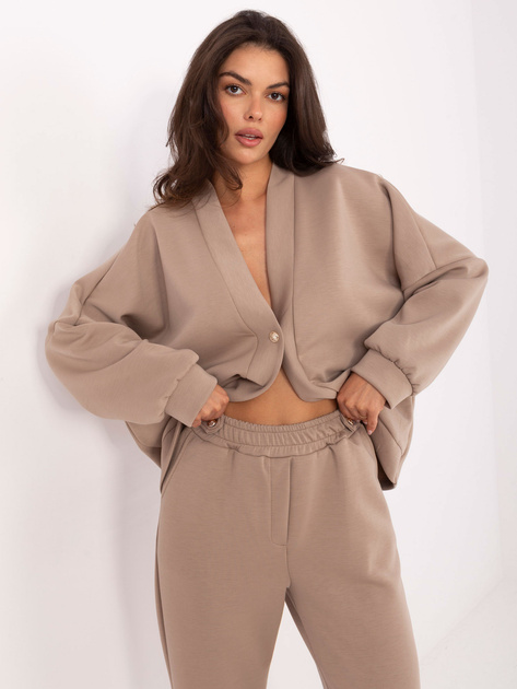 Ciemnobeżowy przyjemny w dotyku komplet RUE PARIS