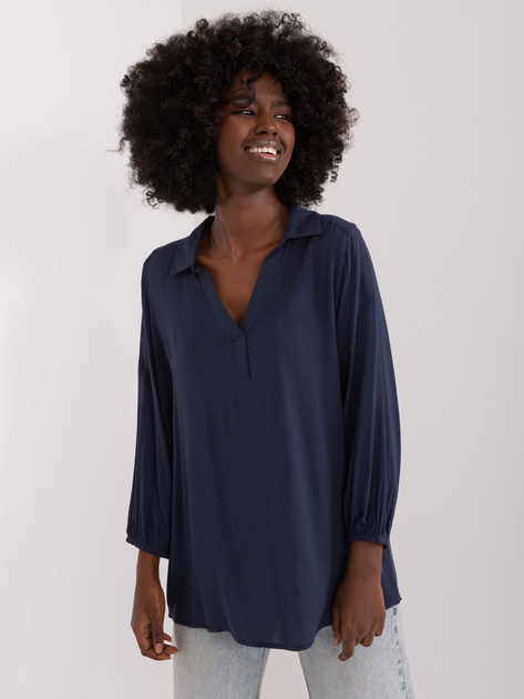 Hurt Granatowa koszulowa bluzka z kołnierzykiem SUBLEVEL