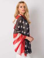 Czerwono-beżowa chusta z printem