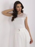 White fitted blouse with lace.