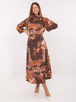 Ciemnozielona-ciemnożółta zamszowa spódnica od kompletu 