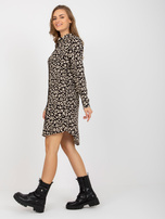 Hurt Czarno-beżowa sukienka szmizjerka w zwierzęce wzory RUE PARIS .