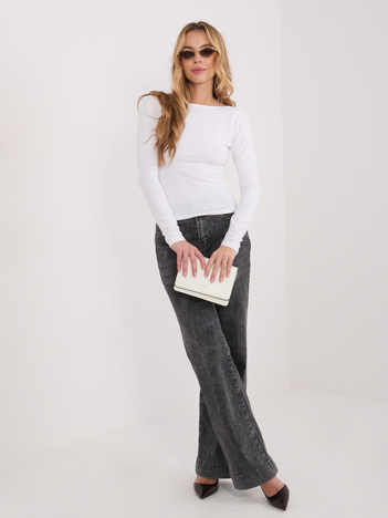 Ecru damska bluzka basic z dekoltem w łódkę 