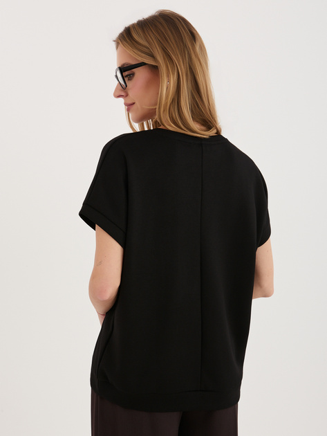 Czarna damska bluzka z wypukłym napisem