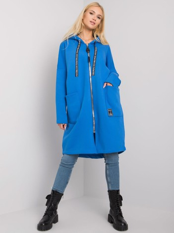 Ciemnoniebieska długa bluza z kapturem Elvina