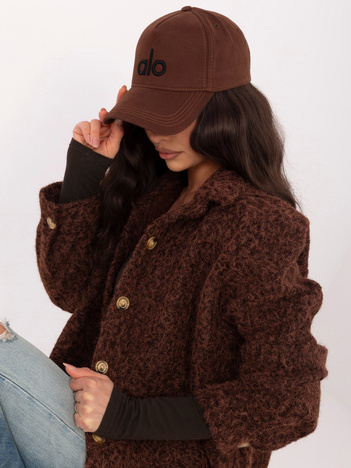 Ciemnobrązowa kurtka z puszystej kurtki pętelkowej RUE PARIS