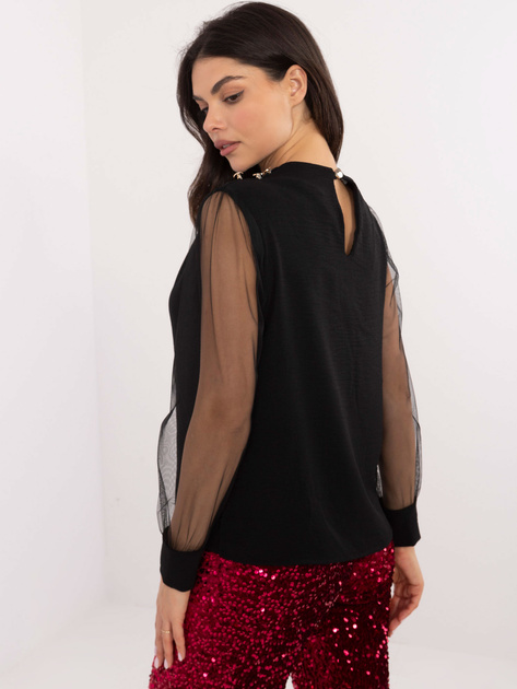 Hurt Czarna wizytowa bluzka z ozdobnymi guzikami