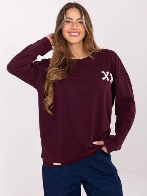 Burgundowa bluza oversize bez kaptura