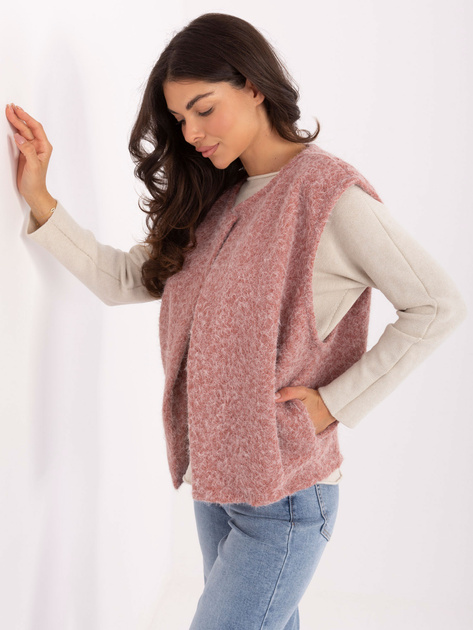 Ciemnoróżowa włochata kamizelka damska RUE PARIS