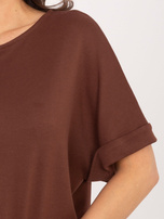 Brązowa bluzka basic z krótkim rękawem