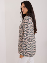 Hurt Beżowa bluzka w geometryczny wzór SUBLEVEL