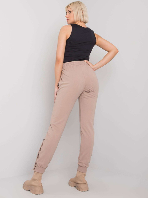 Ciemnobeżowe spodnie dresowe z guzikami Cindy RUE PARIS