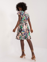 Hurt Schwarzes Kleid mit Drucken und V-Ausschnitt.